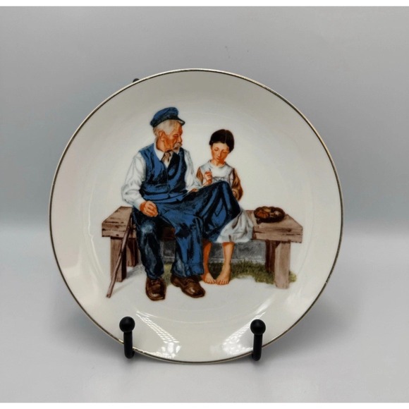Norman Rockwell The Lighthouse Keepers Daughter Plate and Mug Set White Gold Rim - Picture 2 of 8
